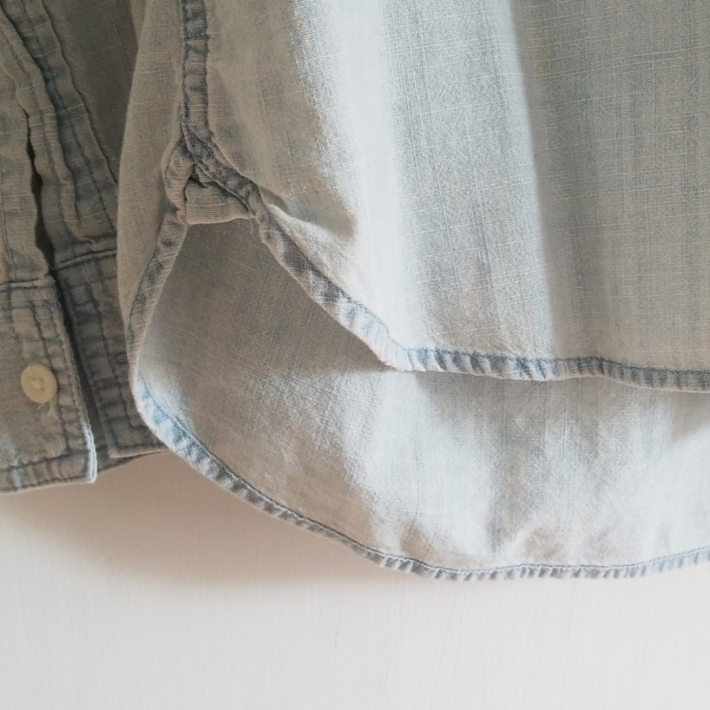 Jcrew chambray denim high low button up top - Picture 6 of 6